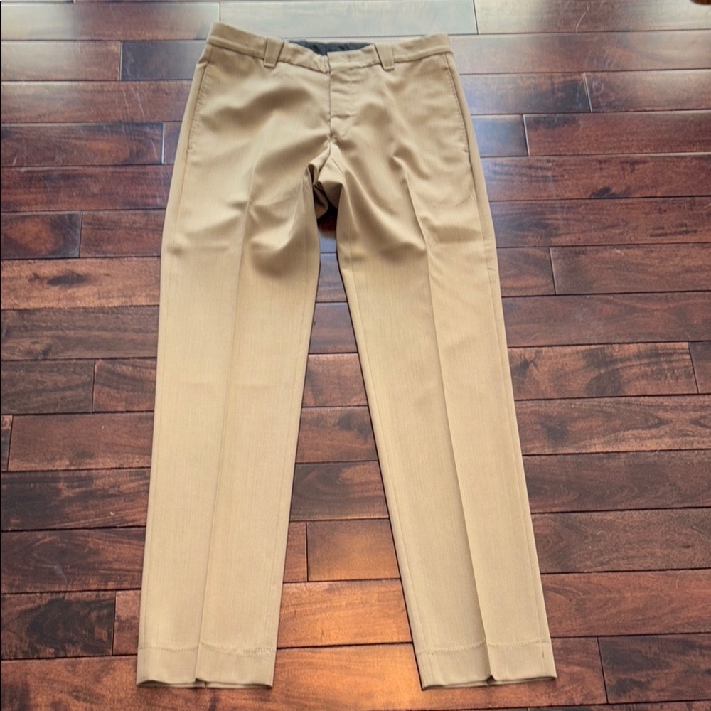 Incotex Ivory 100% Virgin Wool Handmade Tan Dress Slacks. 34.